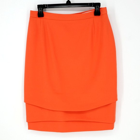 Escada Skirt Womens 10 US 40 EU Pale Orange Wool Crepe Layered Hem Lined Vintage - Picture 1 of 11